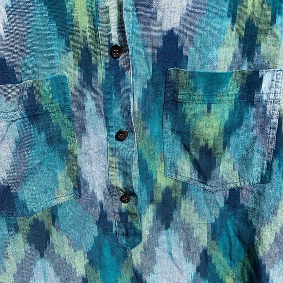 Women's Madewell Multicolor Button-Up Shirt M Pockets Cotton Open Light Vibrant - Picture 9 of 13